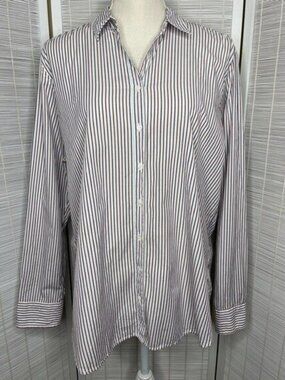 Xirena Cotton Striped Spread Collar Button Down Shirt Red White Blue S